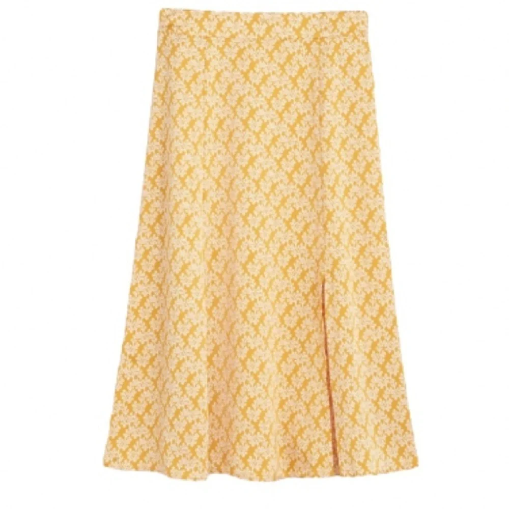Loft botanical print satin midi skirt with slit 12